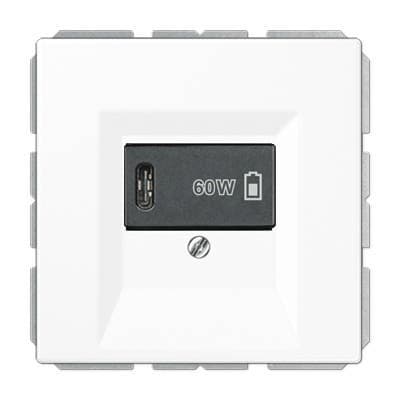 USB розетка для зарядки мобильных устройств тип C, 5-60W, Матовый белый, Jung JUNG
