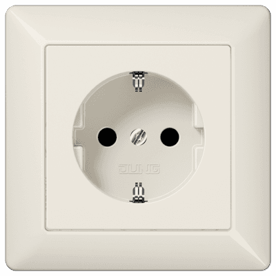 Jung Розетка электричкая 2к+з, AS 500, цвет Слоновая кость AS500-007 JUNG