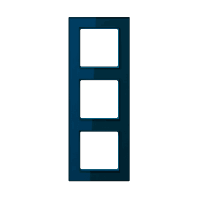 Рамка для вертикальной и горизонтальной установки, 3 поста, стекло Синий, Jung AC583GLNB