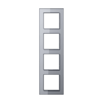 Рамка для вертикальной и горизонтальной установки, 4 поста, стекло Серый, Jung AC584GLKG JUNG