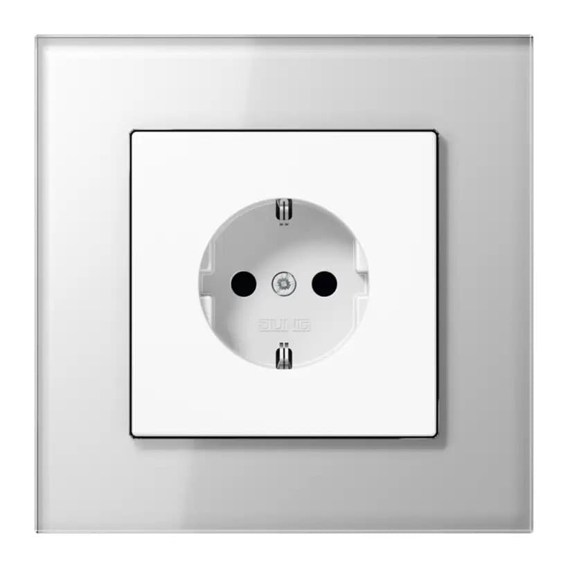 Jung LS Plus Розетка электрическая 2к+з, цвет Белое стекло LS-plus-7 JUNG