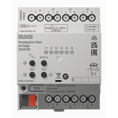 Актуатор отопления, 6 групп, с регулятором 360061SR JUNG