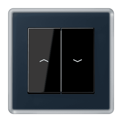 Jung A Viva Выключатель для жалюзи 2-клавишный, цвет черный/синее стекло A-viva05 JUNG