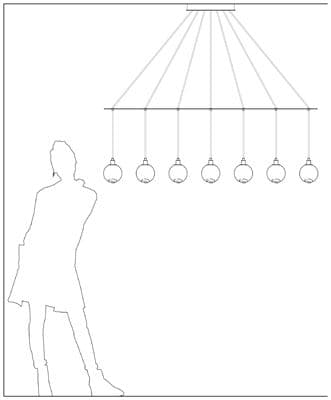 Подвесной светильник SkLO drape linear 7 chandelier SkLO