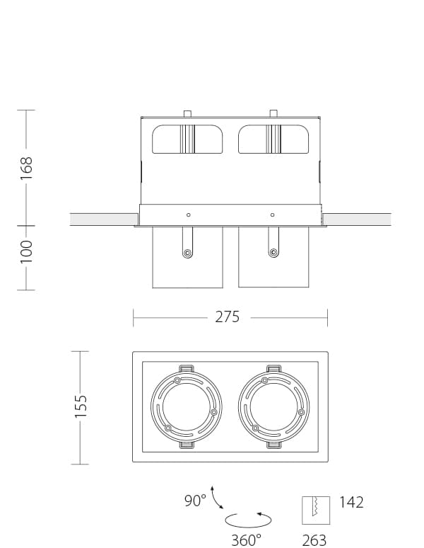 Встраиваемый светодиодный светильник Quattrobi KOR double light Quattrobi