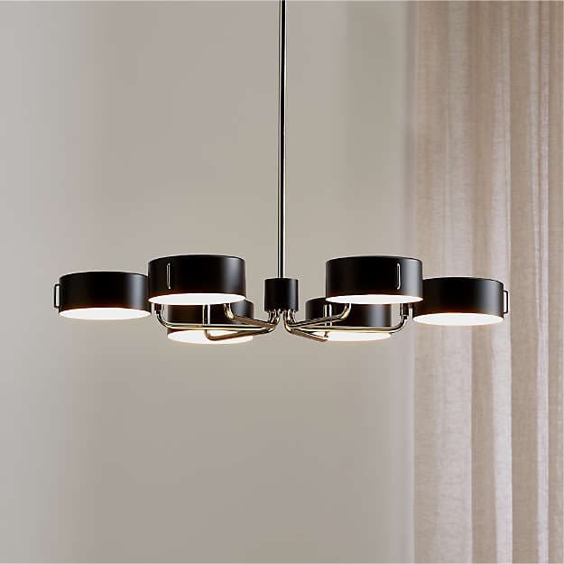 Люстра Crate and Barrel Axle Nickel Black Shade Chandelier Crate and Barrel