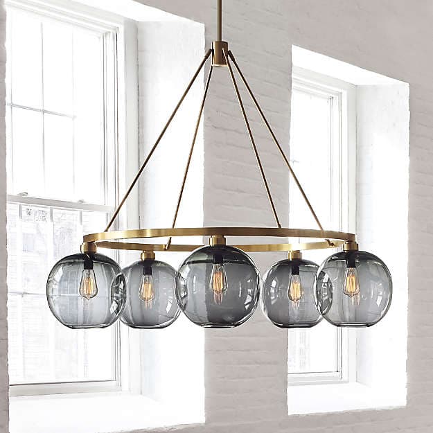Люстра Crate and Barrel Solitaire Gray Glass and Brass Chandelier Crate and Barrel
