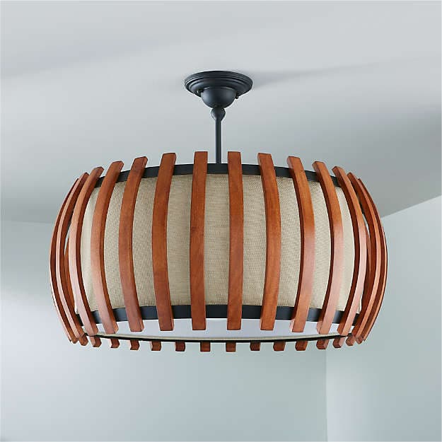 Подвесной светильник Crate and Barrel Kennedy Wood Drum Pendant Light Crate and Barrel