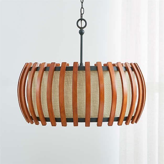 Подвесной светильник Crate and Barrel Kennedy Wood Drum Pendant Light Crate and Barrel