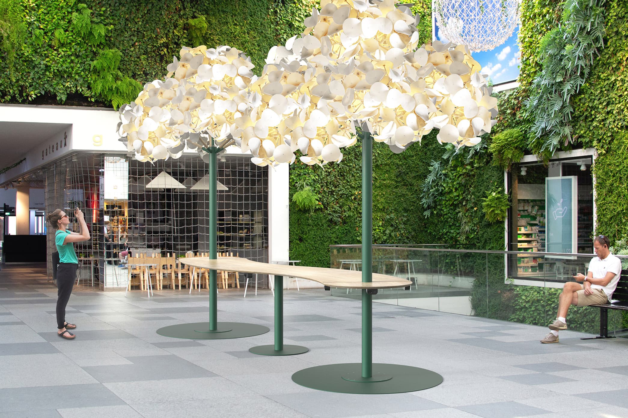 Напольный светильник Green Furniture Concept Leaf Lamp Metal Tree M w Table Green Furniture Concept