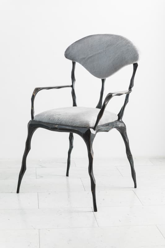 Стул с подлокотниками Markus Haase Faceted Bronze Patina Dining Chair with Arms