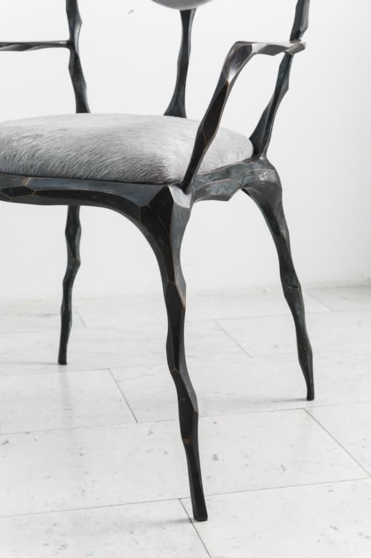 Стул с подлокотниками Markus Haase Faceted Bronze Patina Dining Chair with Arms