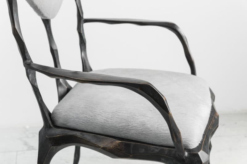 Стул с подлокотниками Markus Haase Faceted Bronze Patina Dining Chair with Arms