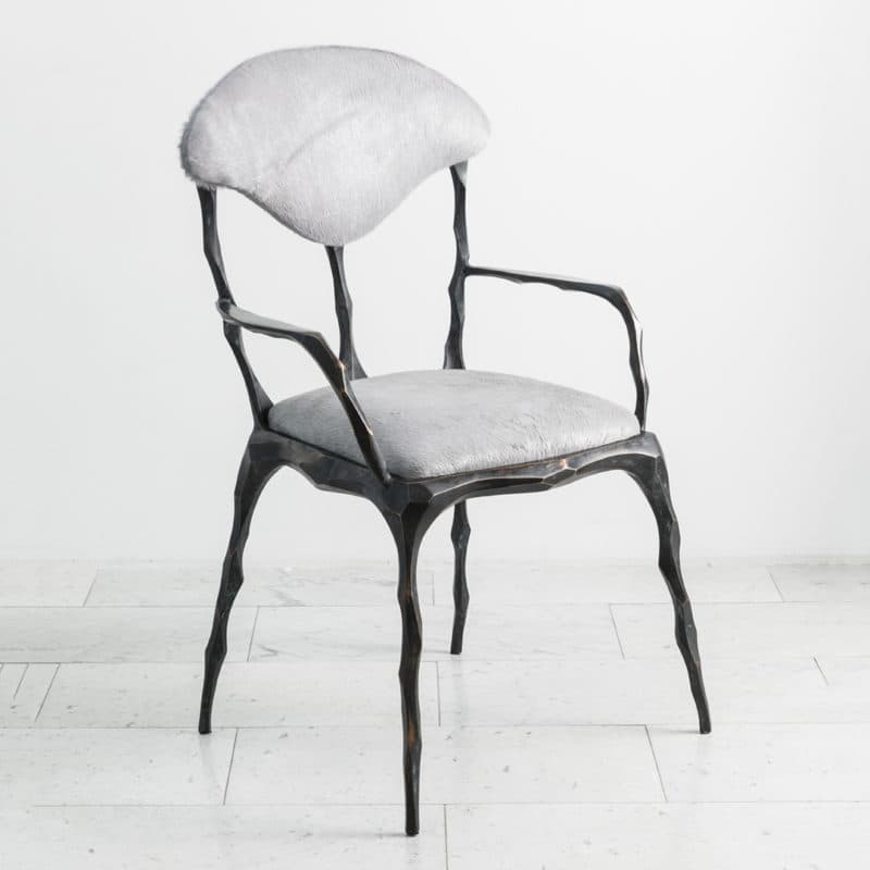 Стул с подлокотниками Markus Haase Faceted Bronze Patina Dining Chair with Arms