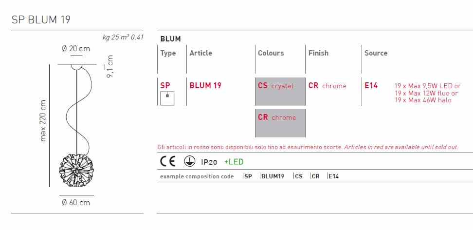 Подвесной светильник Axo Light Blum SP BLUM 19 Axo light