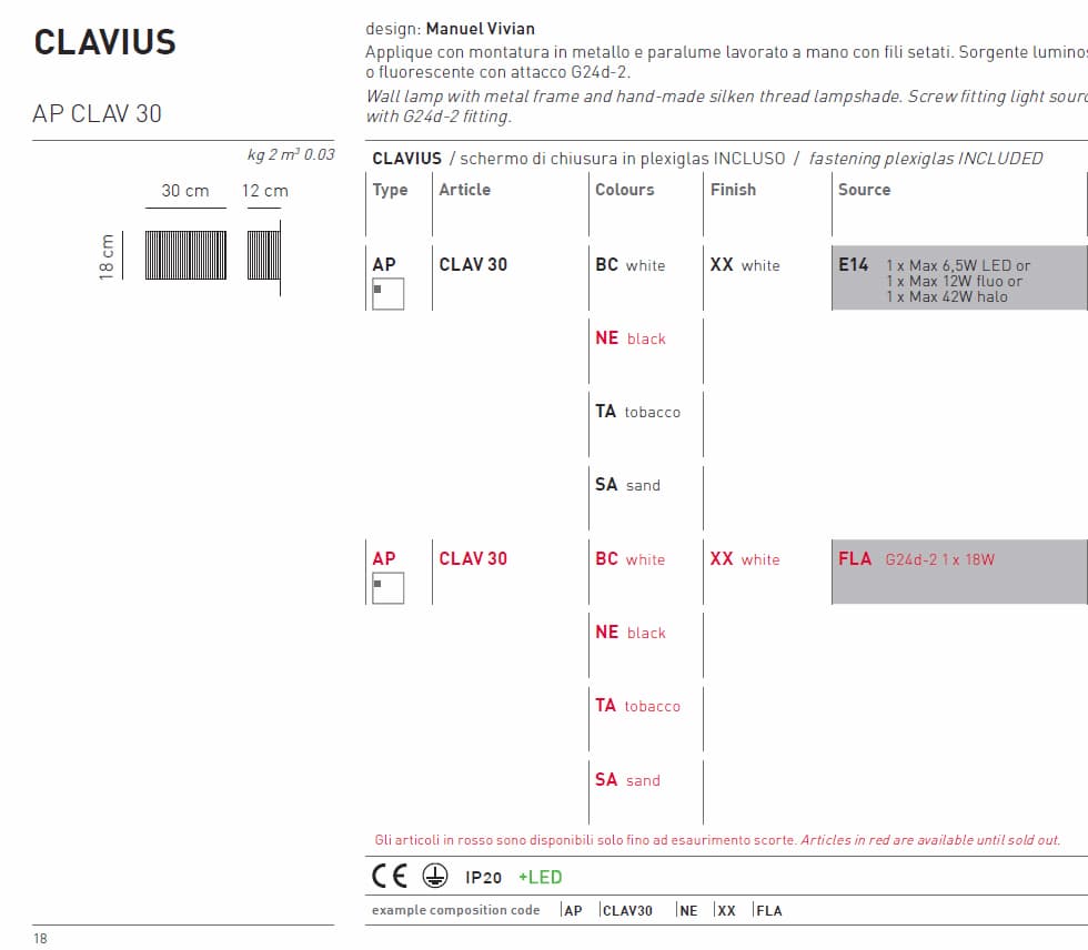 Настенный светильник Axo Light Clavius APCLAV30 Axo light