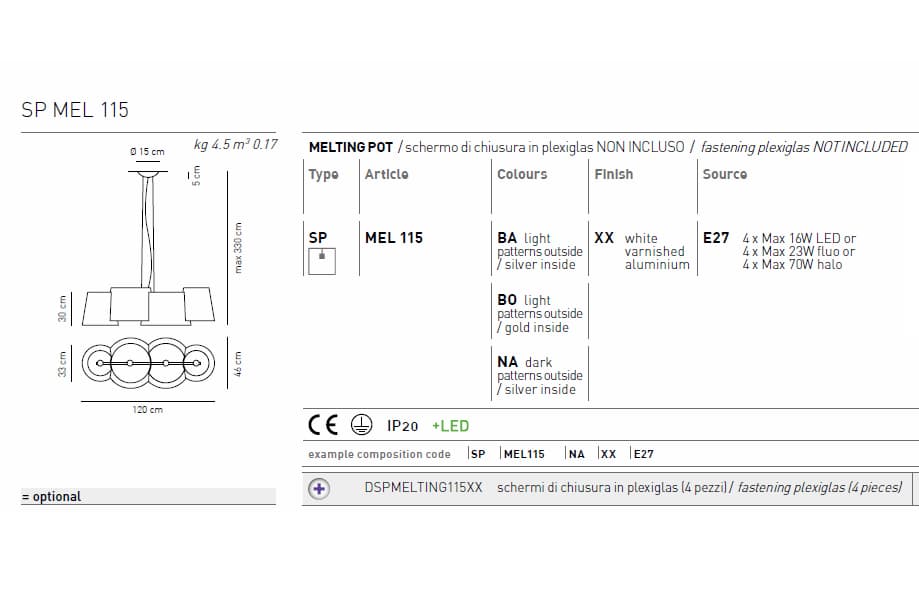 Подвесной светильник Axo Light  MELTING POT SPMEL115 Axo light