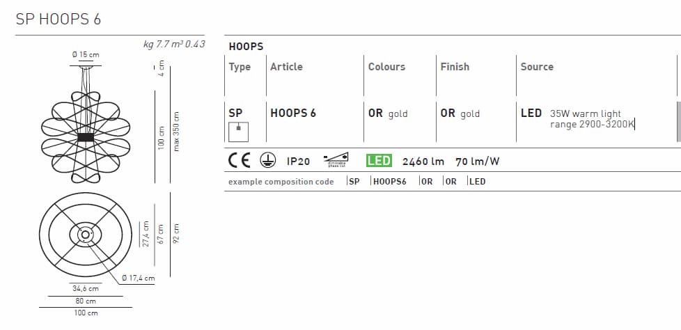 Подвесной светильник Axo Light HOOPS SP HOOPS 6 Axo light