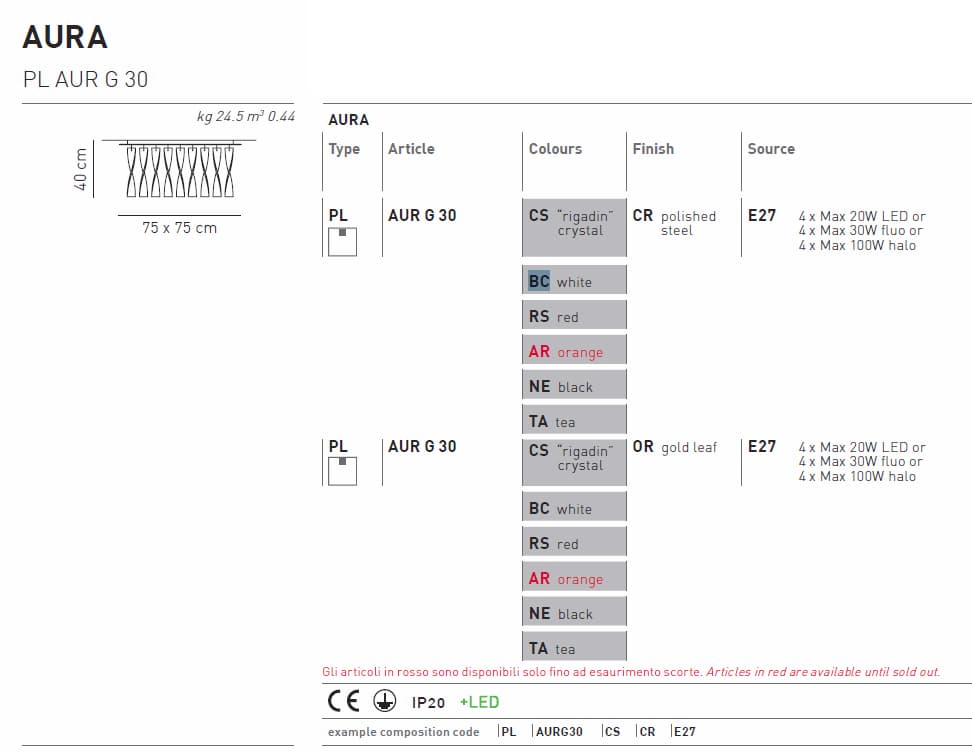 Потолочный светильник Axo Light Aura PL AUR G 30 Axo light