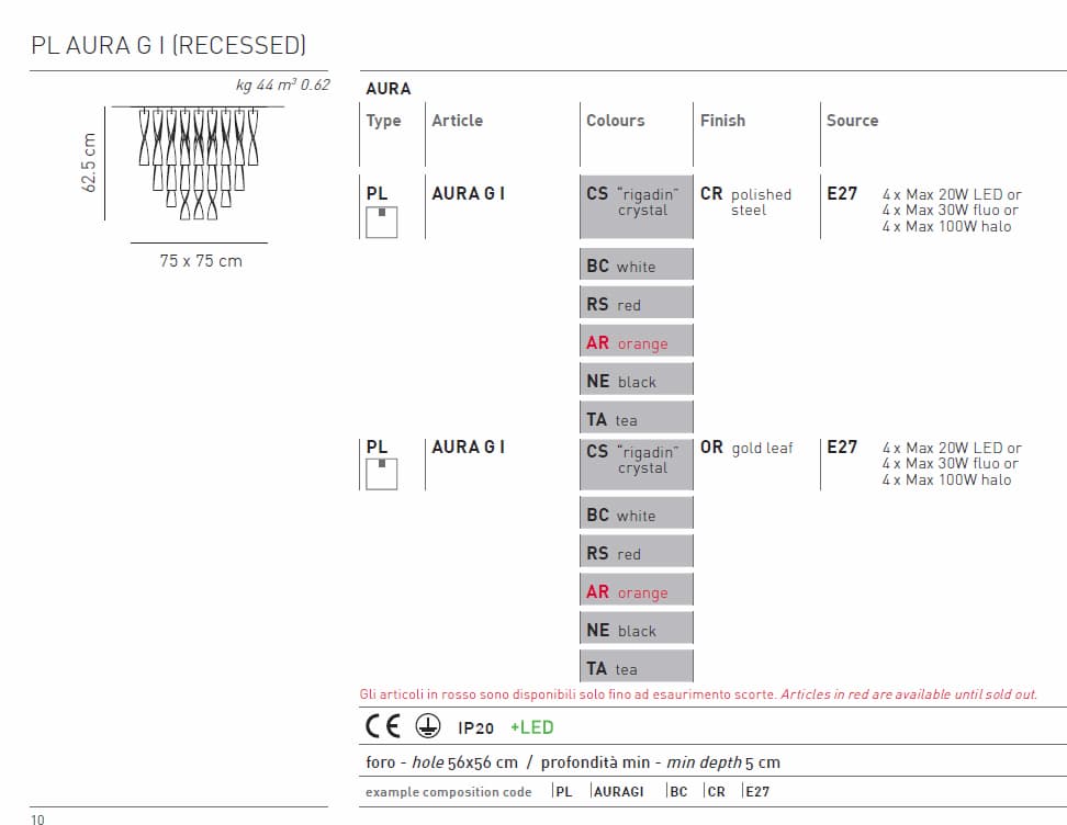 Потолочный светильник Axo Light Aura PL AURA GR I (RECESSED) Axo light