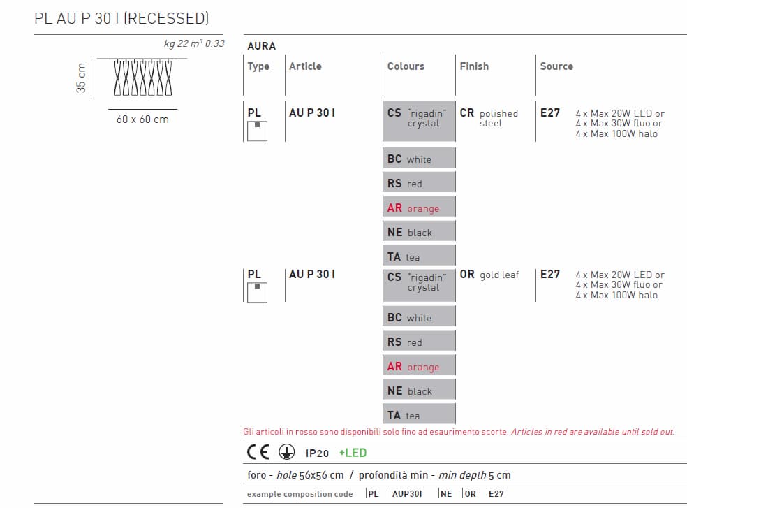 Потолочный светильник Axo Light Aura PL AU P 30 I Axo light