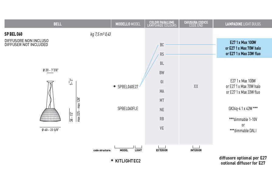 Подвесной светильник Axo Light (Lightecture) Bell SPBEL060FLE Axo Light (Lightecture)