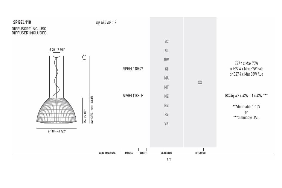 Подвесной светильник Axo Light (Lightecture) Bell SPBEL118E27 Axo Light (Lightecture)