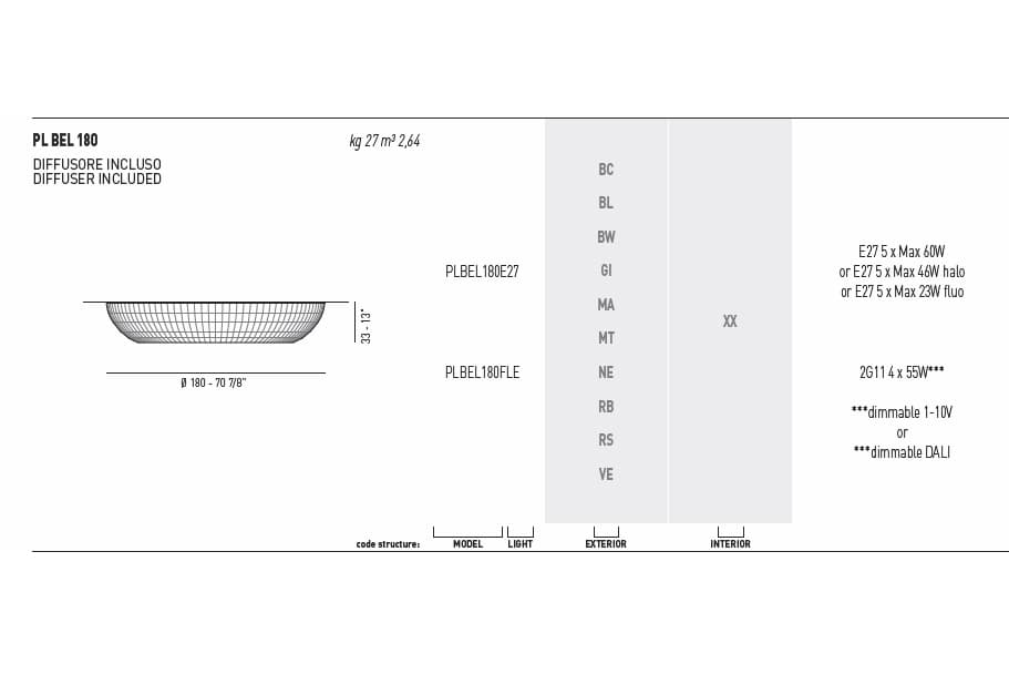 Потолочный светильник Axo Light (Lightecture) Bell PLBEL180E27 Axo Light (Lightecture)