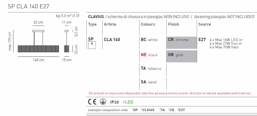 Подвесной светильник Axo Light Clavius SPCLA140E27 Axo light