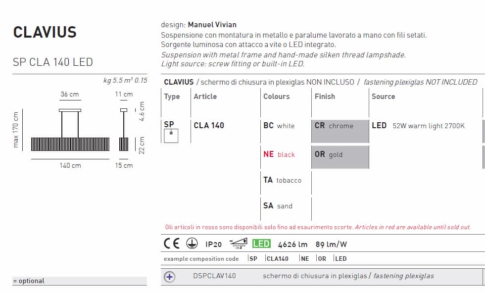 Подвесной светильник Axo Light Clavius SPCLA140LED Axo light