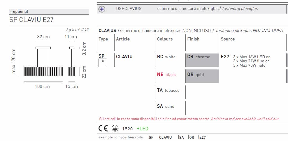 Подвесной светильник Axo Light Clavius SPCLAVIUE27 Axo light