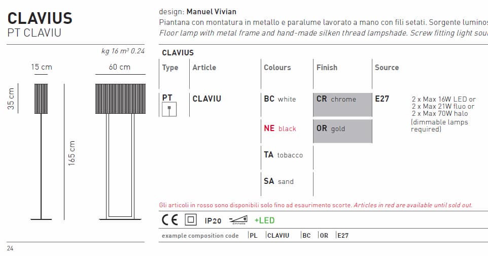Торшер Axo Light Clavius PTCLAVIU Axo light
