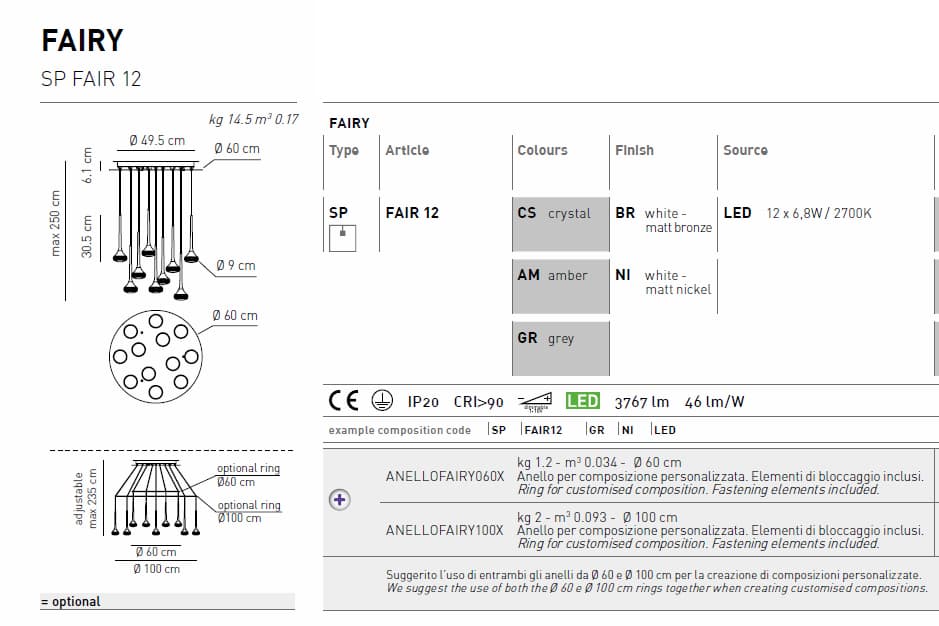 Подвесной светильник Axo Light FAIRY SPFAIR12 Axo light