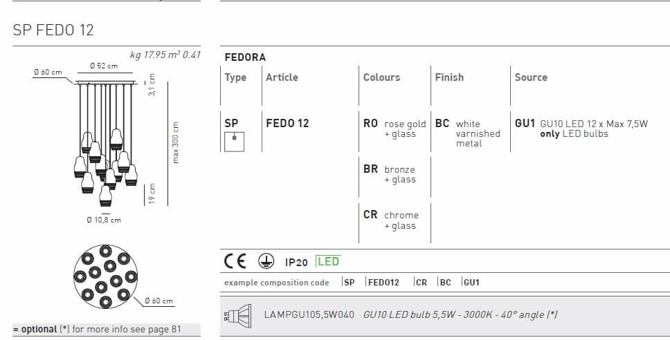 Подвесной светильник Axo Light Fedora SP FEDO 12 Axo light