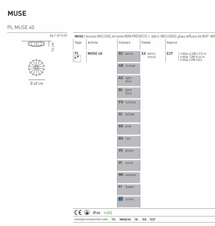Потолочный светильник Axo Light MUSE PLMUSE40 Axo light