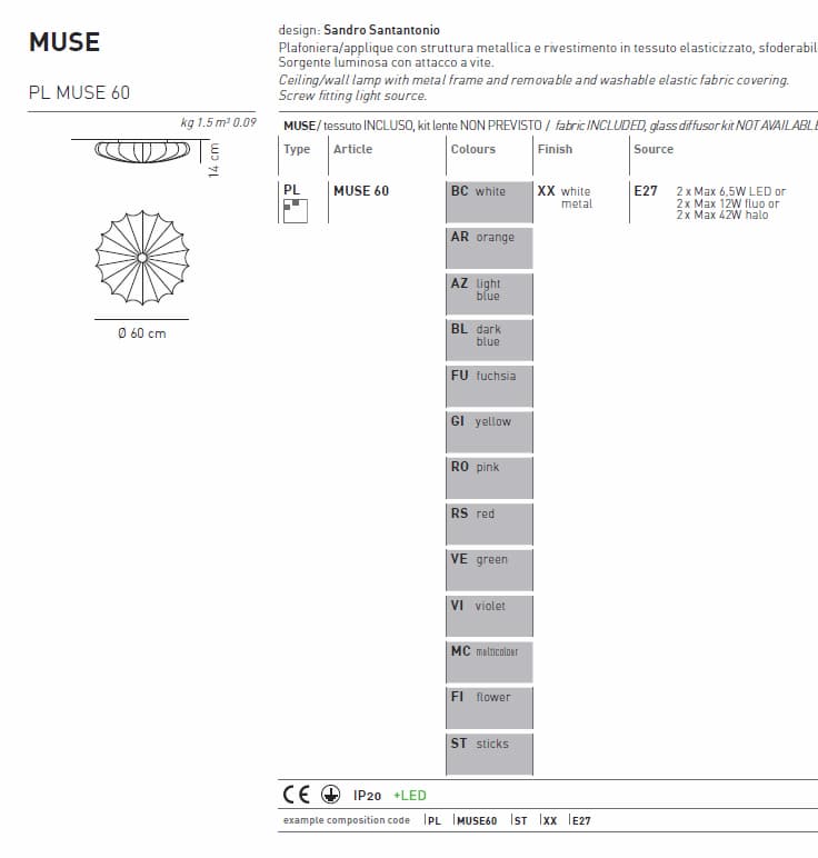 Потолочный светильник Axo Light MUSE PL MUSE 60 Axo light