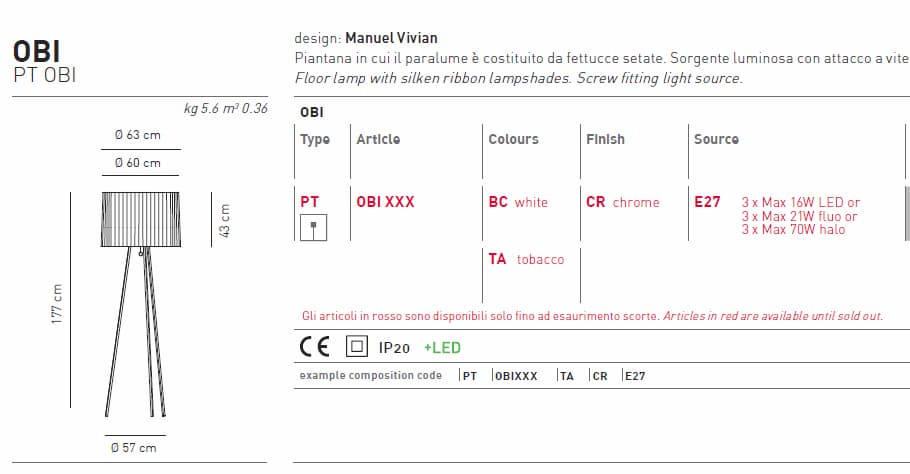 Торшер Axo Light OBI PT OBI Axo light