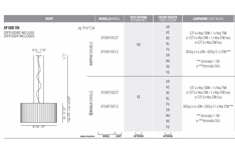 Подвесной светильник Axo Light (Lightecture) Skirt SP SKR 150 — фото 2