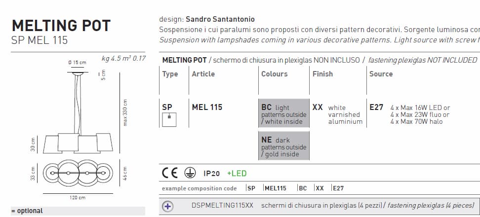 Подвесной светильник Axo Light  MELTING POT SPMEL115 Axo light