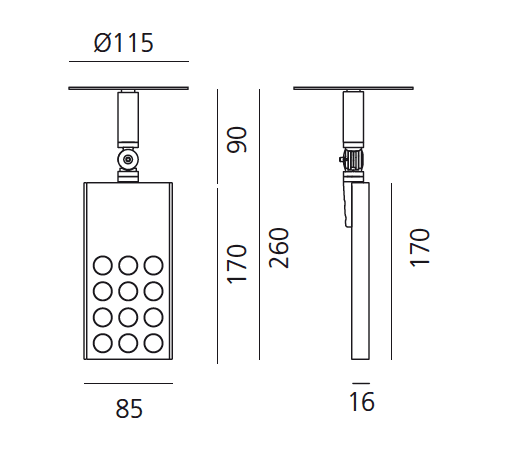 Потолочный светильник Artemide Architectural PAD 230V Semi-recessed Switchdim - 14,5W 3000K - 12° Artemide Architectural