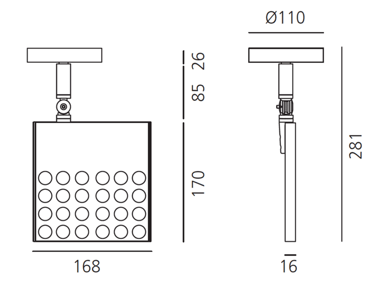 Artemide Architectural Pad Square Ceiling - 29W 3000K - 12° Artemide Architectural