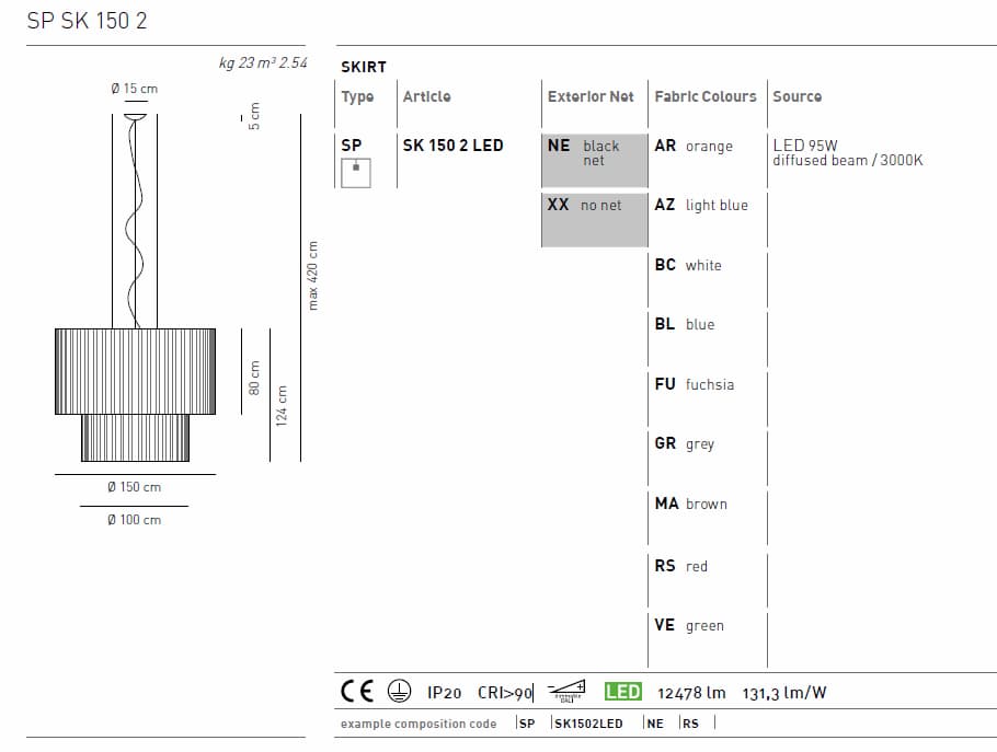 Подвесной светильник Axo Light (Lightecture) Skirt SP SK 150-2 LED Axo Light (Lightecture)