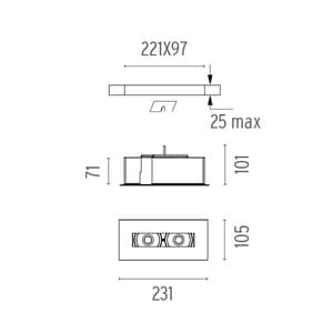 Встраиваемый в потолок светильник Flos Architectural The Black Line Trim 2 Spots Flos Architectural
