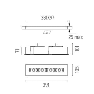 Встраиваемый в потолок светильник Flos Architectural The Black Line Trim 4 Spots Flos Architectural