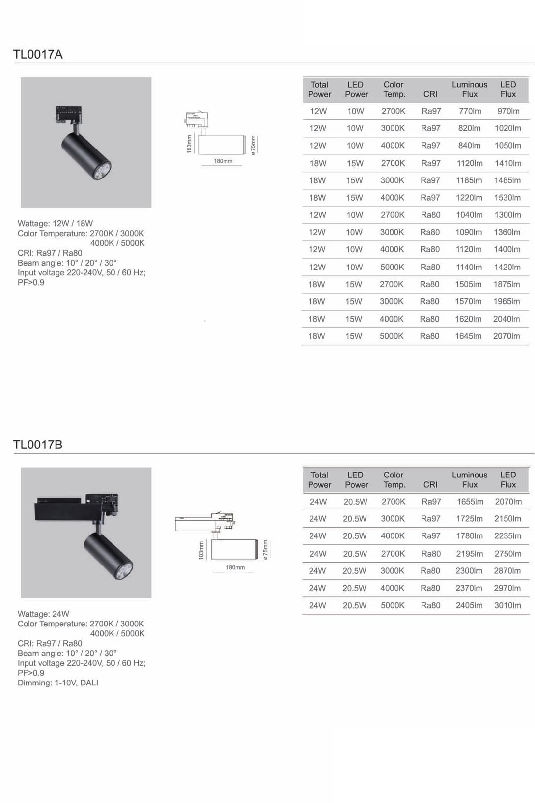 Трековый светодиодный светильник Limex Commeicial Track Light TL0017A Limex