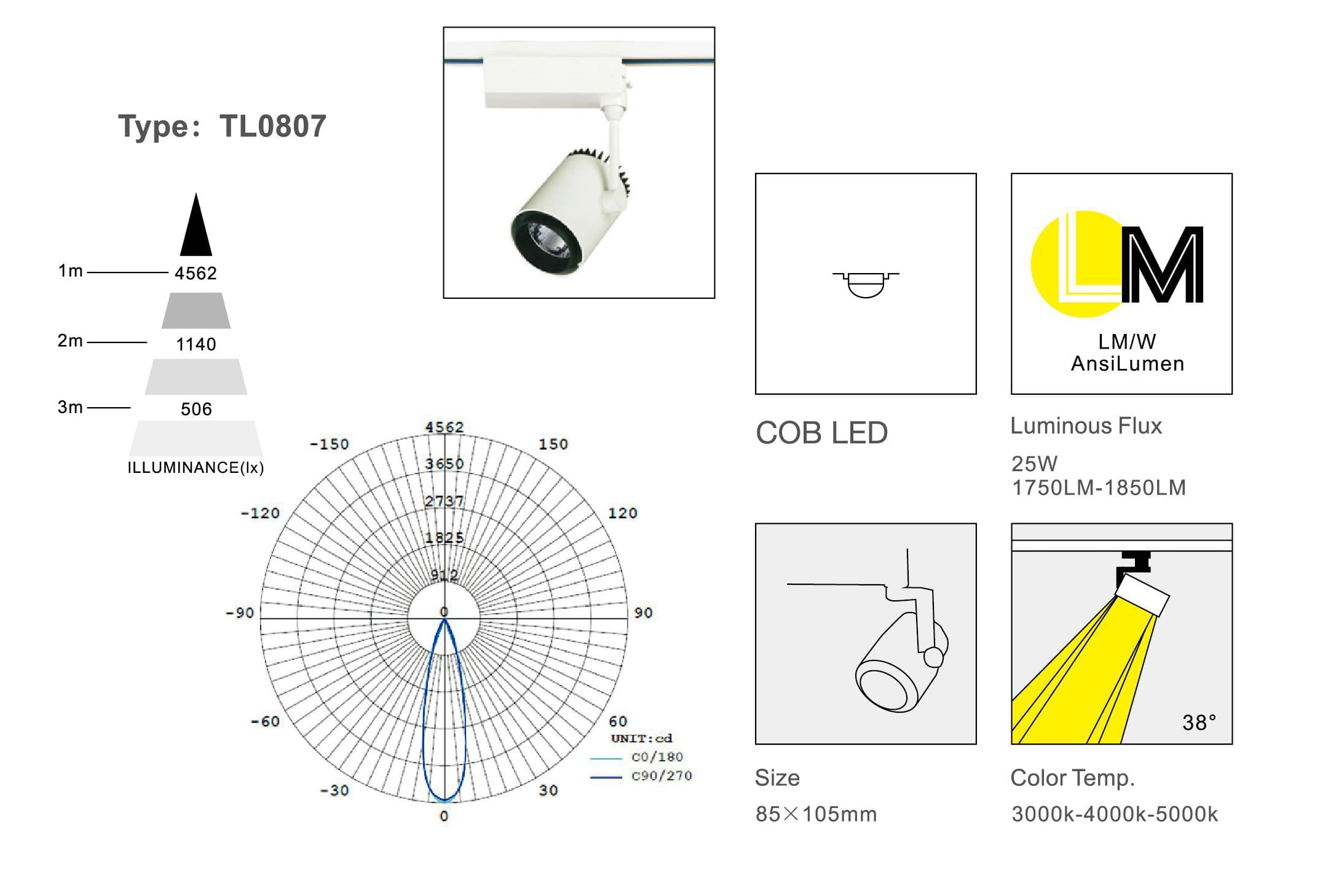 Трековый светодиодный светильник Limex Commeicial Track Light TL0807 Limex