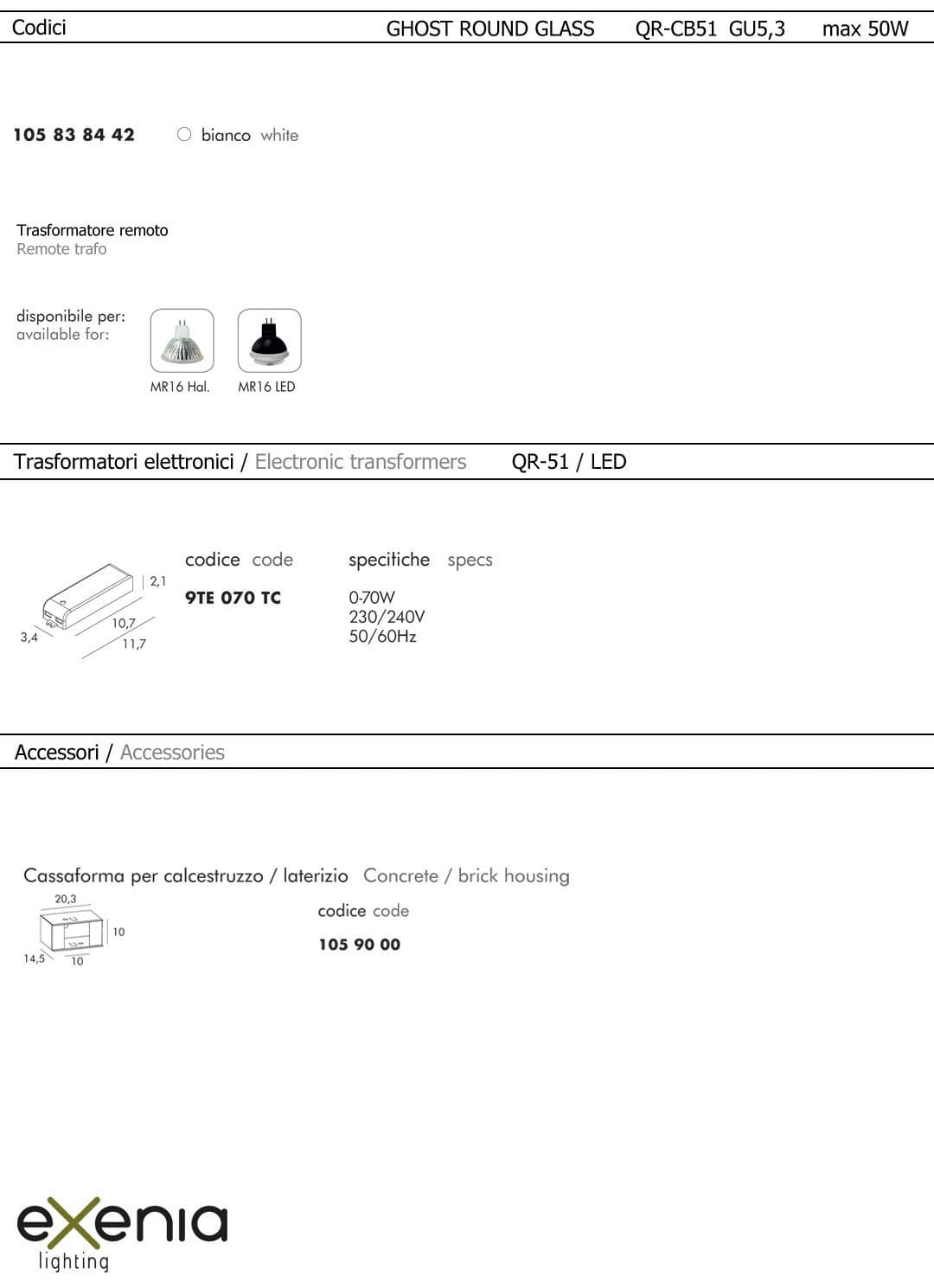Встраиваемый в потолок светильник Exenia GHOST glass round 105838442 Exenia