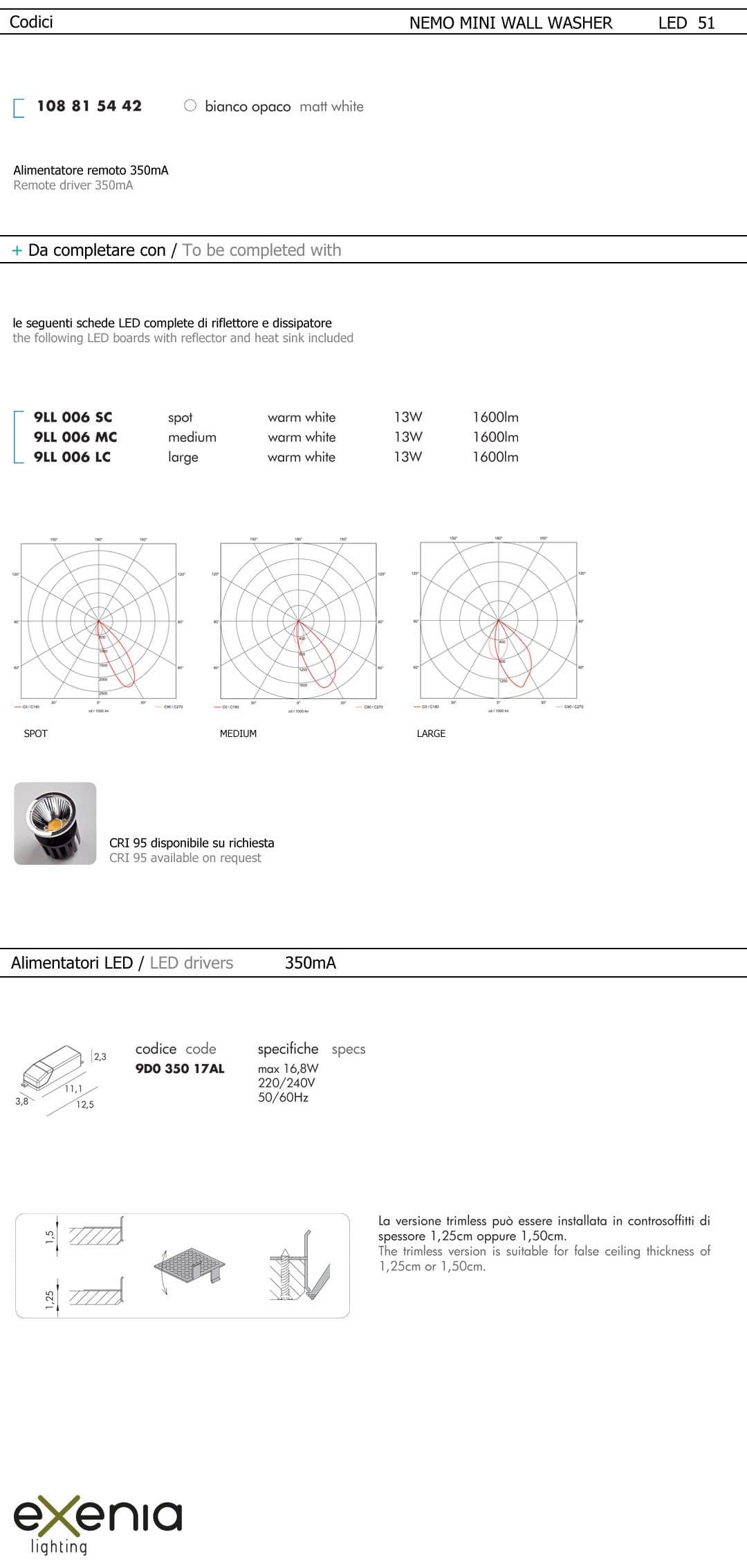 Встраиваемый в потолок светильник Exenia NEMO mini ww 108815442 Exenia
