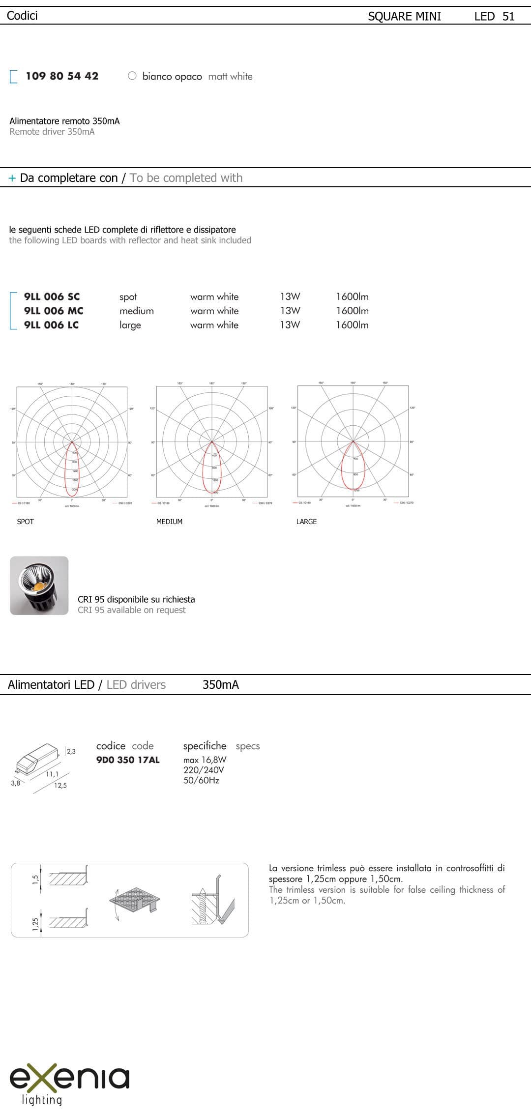 Встраиваемый в потолок светильник Exenia SQUARE MINI 109805442 Exenia
