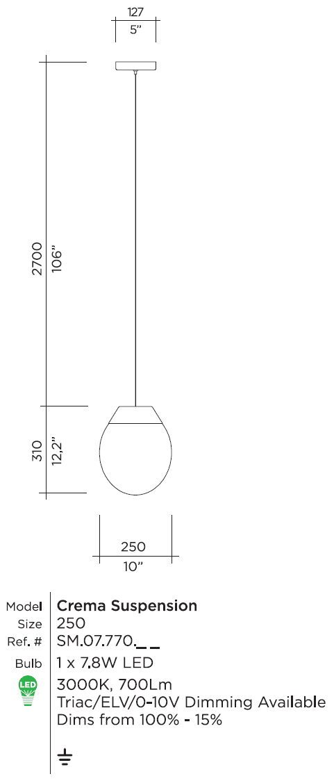 Подвесной светильник Viso Crema Suspension Viso